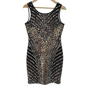 Thalia Sodi Mini Dress S Leopard Print Fitted Bodycon Tight Sexy Party Costume